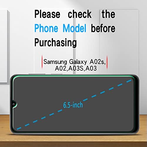Protetor de tela Slanku [3 pacote] para Samsung Galaxy A03S / A03 / A02S / A02 Vidro temperado, fácil de instalar, dureza 9h, anti -ratinho, bolhas grátis, amigável