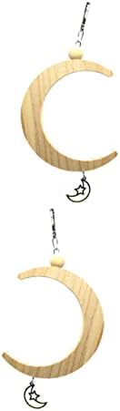 IPETBOOM 2PCS decoração Finches Brincadeiro Capacatiels Forma de madeira Pet Prop Rack da lua escalada Hammock Perch
