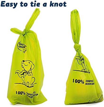 Sacos de cocô de cachorro compostáveis ​​de Ley, sacos de resíduos de cachorro biodegradáveis ​​à base de plantas, com alças de gravata fáceis, saco de cães com base em vegeta