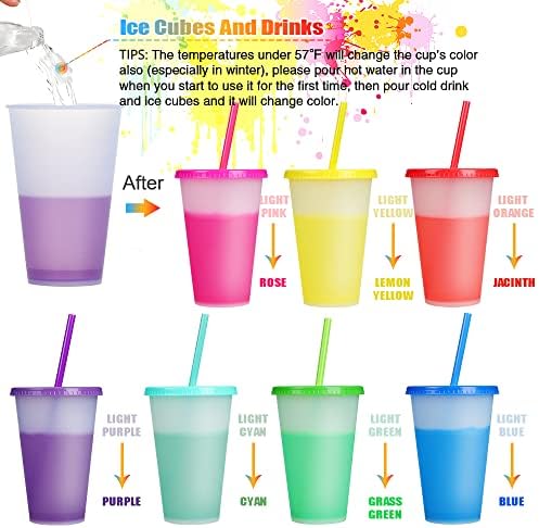 Fancartuk Color trocando copos Tumblers com tampas de palha - 16oz de copos de plástico reutilizáveis ​​para crianças