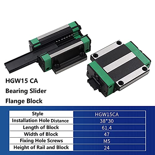 Mssoomm 15mm Hgw15 Kit de trilho linear quadrado CNC 4pcs HGW15-62.99 polegada / 1600mm +8pcs hgw15 - Caneta de flange de rolamento