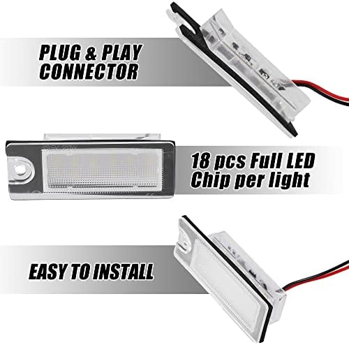 X Autohaux 2pcs Placa LED Placa Luz de carro leve Substituição Luz branca Luz branca para Volvo V70 2001-2007 CX70 2001-2006 S60 2001-2006 S80 1999-2006