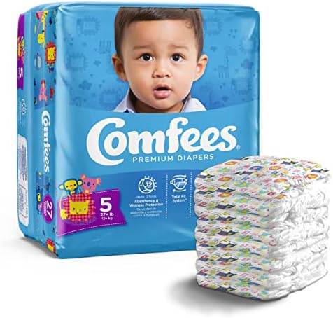 Fraldas de bebês premium com sistema total de ajuste para meninos e meninas, tamanho 5, 27Count, CMF-5