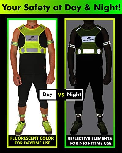 Freemove Reffortive Colet Running Gear + 2 Bands & Bag/Ultralight e Vestes de Segurança confortáveis ​​para corrida, caminhada