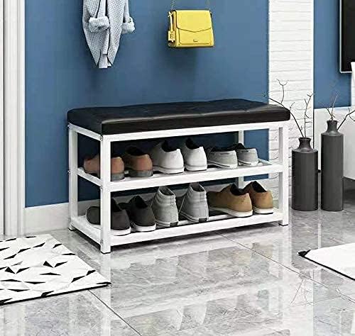 Premiumracks Banco de Rack de sapatos brancos - Seato de couro - Built Tough - Design Moderno