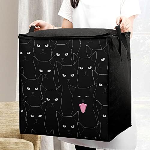 Black Cat Grande Quilt Storage Bag Organizer Box Zipper em cima para travesseiro de travesseiro de roupas