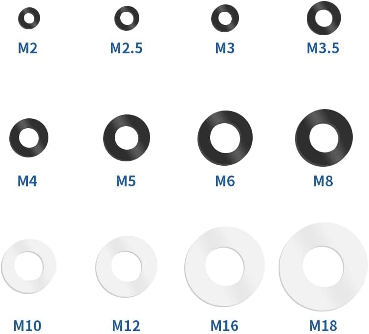 10/50pcs preto branco plástico nylon arruelas planas selos de isolamento espaçador veda de borracha anel o anel m2 m2.5 m3 m4 m5 m6 m8 m10 m12 -