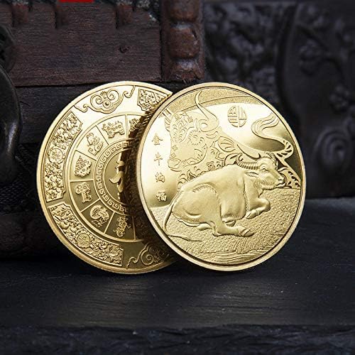 Réplica Comemorativa Coin 2021 Ano do Ox Commemoratic Gilded Memorial Room Chinês Ano Novo Coleta Família Presente