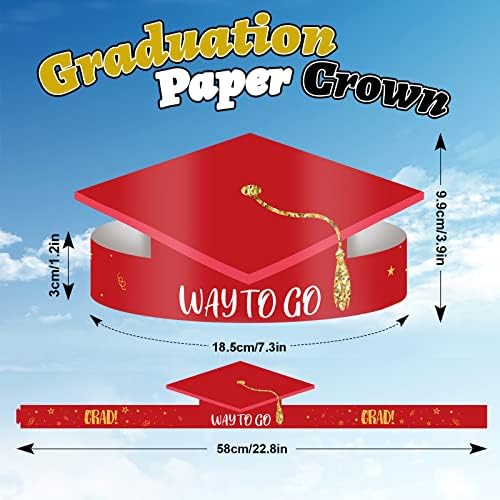 Whaline 36pcs Capacões de papel de graduação 6 cores Coroas de graduação Chapéu de papel ajustável para o jardim de infância da sala