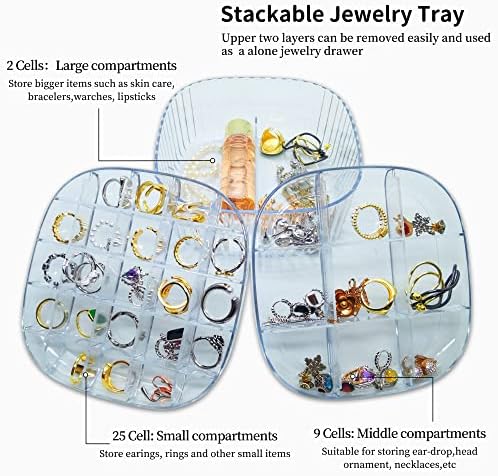 Caixa de jóias transparentes multicamadas