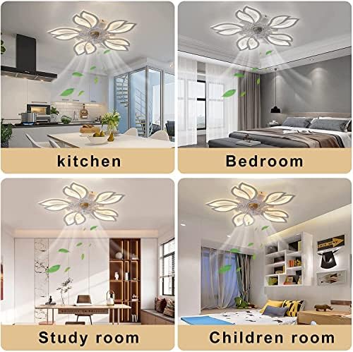 Becailyer 25in Fan moderno de teto com luzes, controle remoto de 50w escurecimento de 5 folhas de 5 folhas LED LED MONTAGEM LUDER