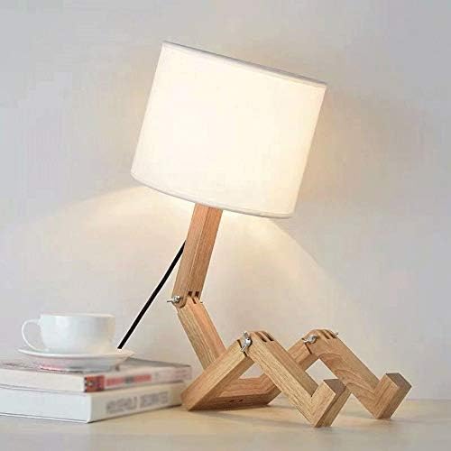Luzes de mesa em forma de robô Zhyh para sala de estar luminárias de mesa de madeira flexíveis que trabalham aprendizado