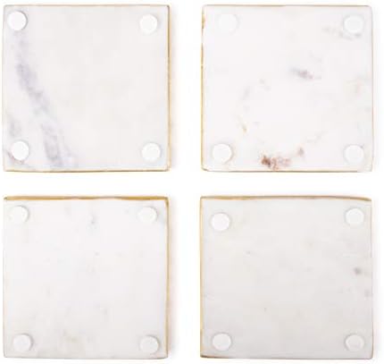 Coasters de mármore bezrat para bebidas - conjunto de 4 - quadrado - Modern Gold Edge AGate Stone Coaster - Proteção