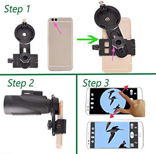 Adaptador de smartphone telescópio para binóculos Gosky 1042, adaptador de lentes de microscópio - Spotting Scope