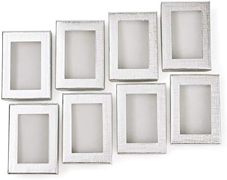 PADAHALL 60PCS retângulo apresenta caixas de jóias de papelão com caixa de presente de prata de tampa transparente