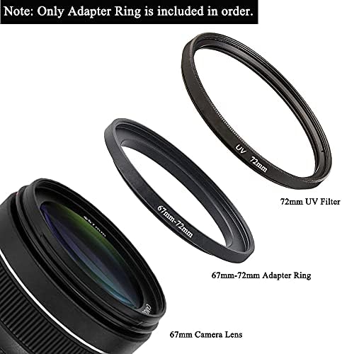 67-72mm de lente-filtro de lente anel de adaptador, lente de 67 mm a filtro de 72 mm, capô, conversor da lente e outros acessórios,