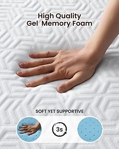 UNIPON 3 polegadas Gel Memory Foam Mattress Topper King, Topper médio de colchão firme, Topper de cama de espuma de alta densidade