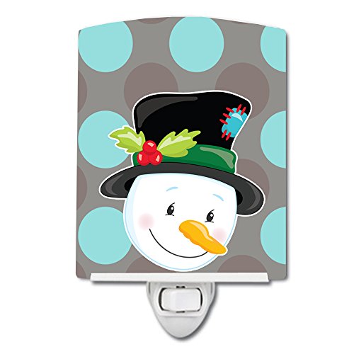 Tesouros de Caroline BB8671CNL Christmas Snowman Cerâmica Night Light, compacta, certificada por UL, ideal para quarto, banheiro, viveiro, corredor, cozinha, cozinha,