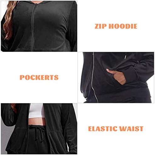 Molho de moletom fcutel para mulheres Cuasal plus size zipper listras de calças de calça longa conjuntos de traje de