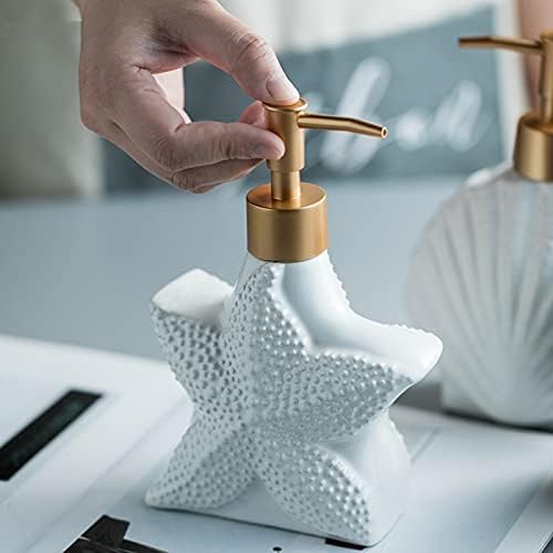 Dispensador de sabão de cerâmica Huijie com bomba para cozinha de banheiro - garrafa de loção de estrelas do estilo de