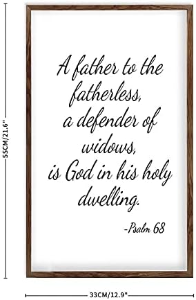 Decoração de placas emolduradas na parede de madeira Um pai para The Patherless, um defensor de viúvas, é Deus em sua