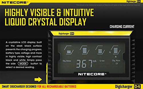 NITECORE NITECORE-D4+CARRO NITECORE D4 CARRO DE ADAPTER CAR-NITECORE com painel LCD integrado claramente para as baterias