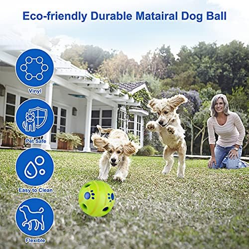 Tauchgoe Interactive Dog Toys Wobble Giggle Dog Ball para cães grandes médios, Wiggle Waggle Wag Funny Sounds Squeaky