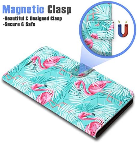 Para iPhone XS Max, capa de capa de carteira de flip de flip, A22014 Blue Palm Flamingo Tropical 22014