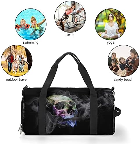 FOG Demon Skull Travel Duffel Bag Gymbag Bags Bolsas de ginástica esportiva Viajar com sapatos Compartimento para homens homens