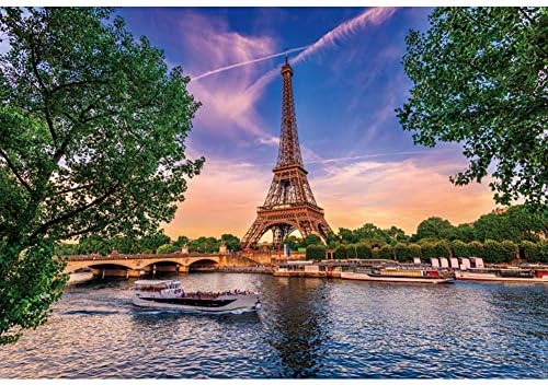 Dorcev 10x8ft The Eiffel Tower Backdrop Paris Cityscape The Sunshine Bridge Bridge Lake ao ar livre Tema de férias de fotografia