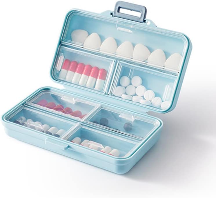 7 Caixa de organizador de comprimidos de grades, caixa portátil semanal de comprimidos, dispensador de caixas de comprimidos,