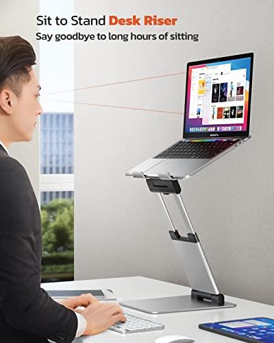Laptop ergonômico Stand para mesa, sentar para ficar de pé, altura ajustável até 21 , suporte de computador em pé, promova a postura