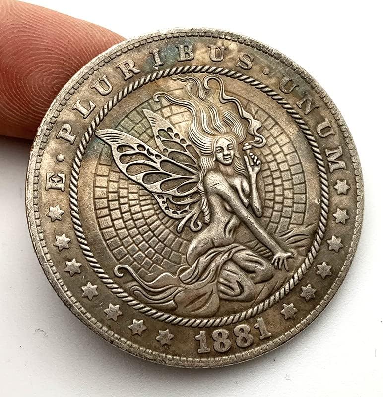 1881 moeda erragem Butterfly Girl Bonge Brass Brass Velha Medalha Prata Craft Craft Copper Coin Coin Coin Coin Comemoration