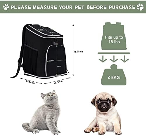 BAGLHRER DOG PROPRIENTE Backpack Backpack Travel Transportador para caminhada Ciclismo Adequado para pequenos animais de estimação preto preto