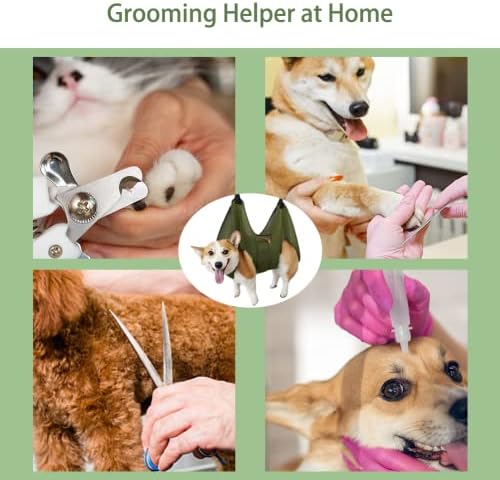 Mklhgty Pet Dog Brooming Hammock Harness para gatos e cães, Helper Breathable Dog Helping para aparar unhas e cuidados com os ouvidos/olhos, com cortadores de unhas de cachorro, arquivo de unhas grátis