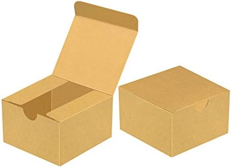 Fairlegend Small Paper Boxes de presente 3x3x2 Caixas de kraft marrom para presentes, favores de festas, chuveiros, artesanato,