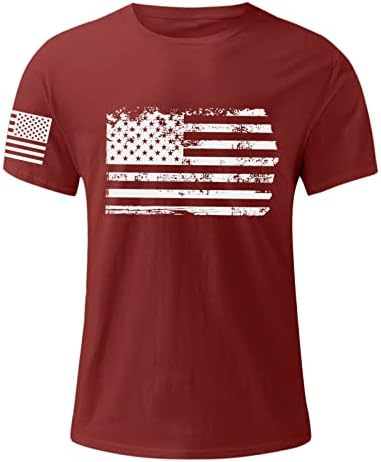Lcepcy American Bandle On Sleeve Shirt for Men Casual Crew Neck Slagas Shirts 4 de julho Tees gráficos