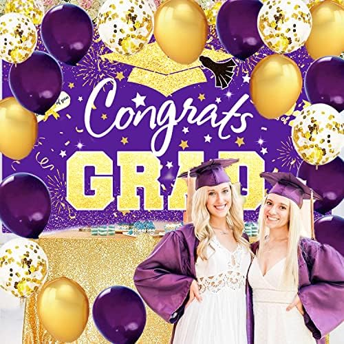 Decorações de graduação Purple Gold 2023 / Purple Gold Graduation Party Decorations Class de 2023 Graduation Party