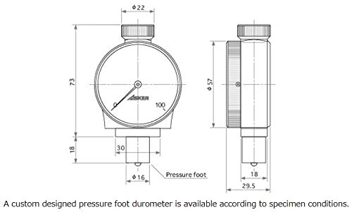 Durômetro Asker Tipo C1L Para a medição de borracha macia, esponjas, etc.