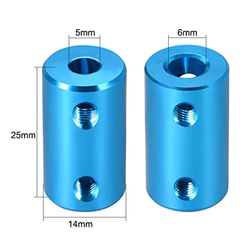 Ta-Vigor 2pcs de 5 mm a 6mm de acoplamento rígido L25xd14 Conector de acoplador de eixo de liga de alumínio, conector