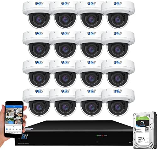 GW 4K 32 Canal NVR Security Camera System com 16 8MP de reconhecimento facial/detecção humana/veículo 5x zoom motorizado óptico câmeras