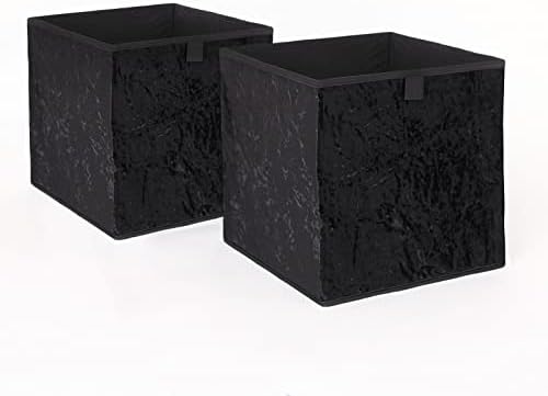 OHS Caixas de armazenamento de veludo trituradas embalam 2 cubos dobráveis ​​de organizador caseiro decorativo para