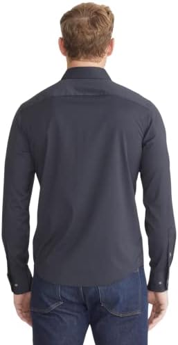 Untuckit gironde - camisa não usada para homens, manga longa, sem rugas, preto, pequeno, magro