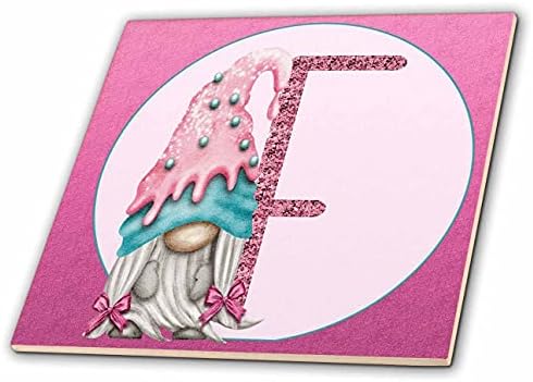 3drose fofa rosa sorvete rosa imagem rosa de monograma de glitter f - telhas