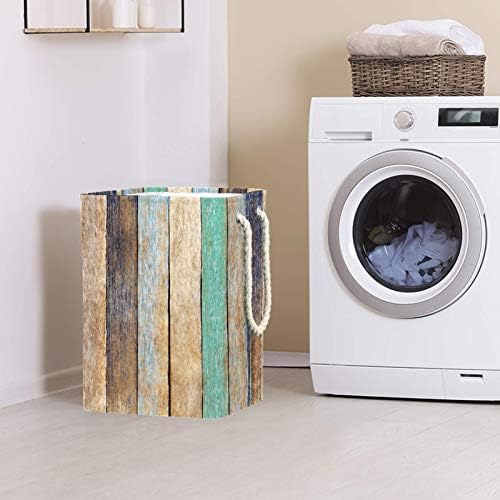 Mapolo Laundry cesto cesta de armazenamento de lavanderia dobrável de madeira colorida com alças suportes destacáveis