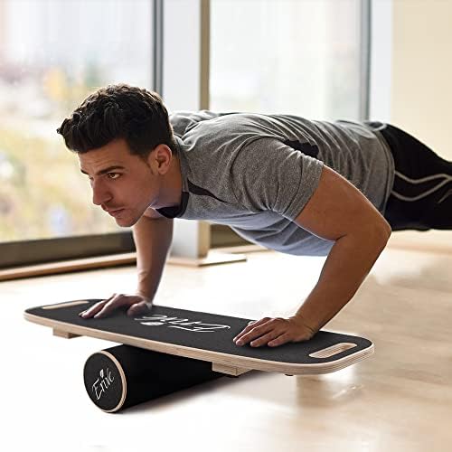 ERIVC Premium Portable Surf Balance Board Trainer com rolhas ajustáveis ​​- 3 opções de distância diferentes para melhorar a força do núcleo e o controle do equilíbrio