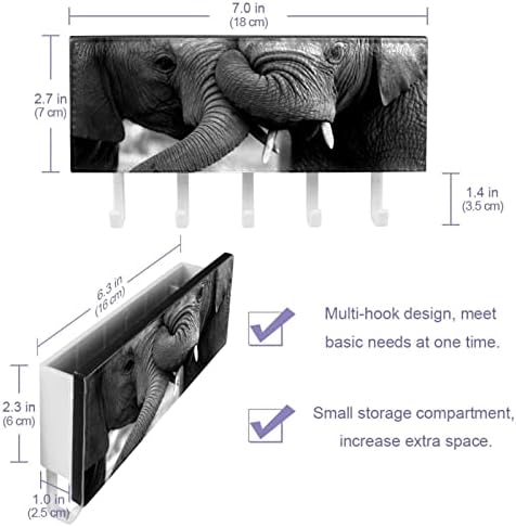 Organizador de rack cinza de elefante com 5 ganchos parede banheiro de banheiro prateleira prateleira multifuncional prateleira