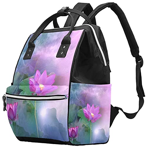 Paisagem Nature Flower Lotus fralda Bags Mochila Mummy Mackp