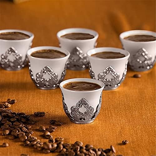 Tableware Coffee Porcelain Copos com titulares para preenchimento de 6 pessoas de aniversário de prata feita na Turquia