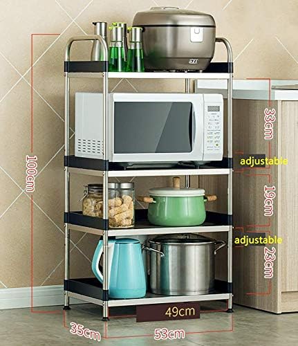 Rack de armazenamento KMMK Adequado para a cozinha sala de estar em casa, ， aço inoxidável em aço microondas rack de metal